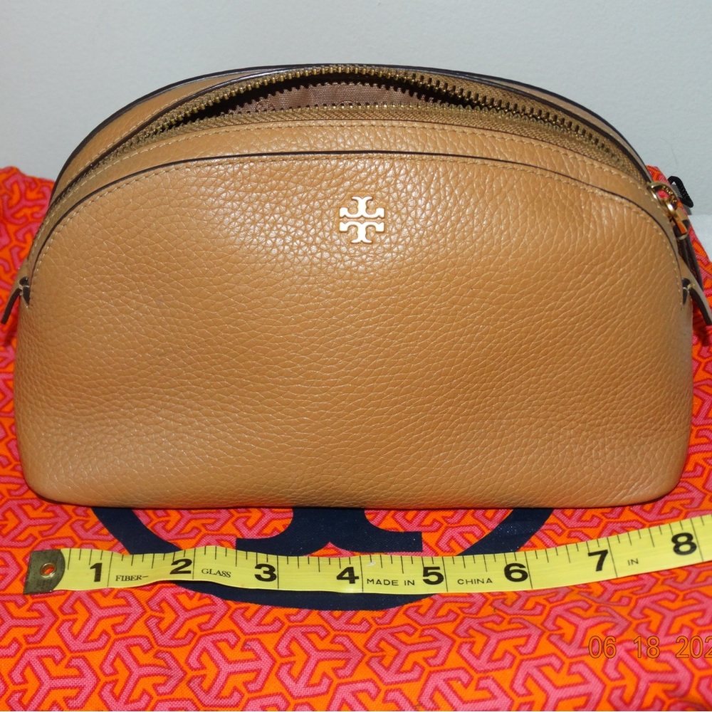 Tory Burch Tan Cosmetic Case Textured Leather